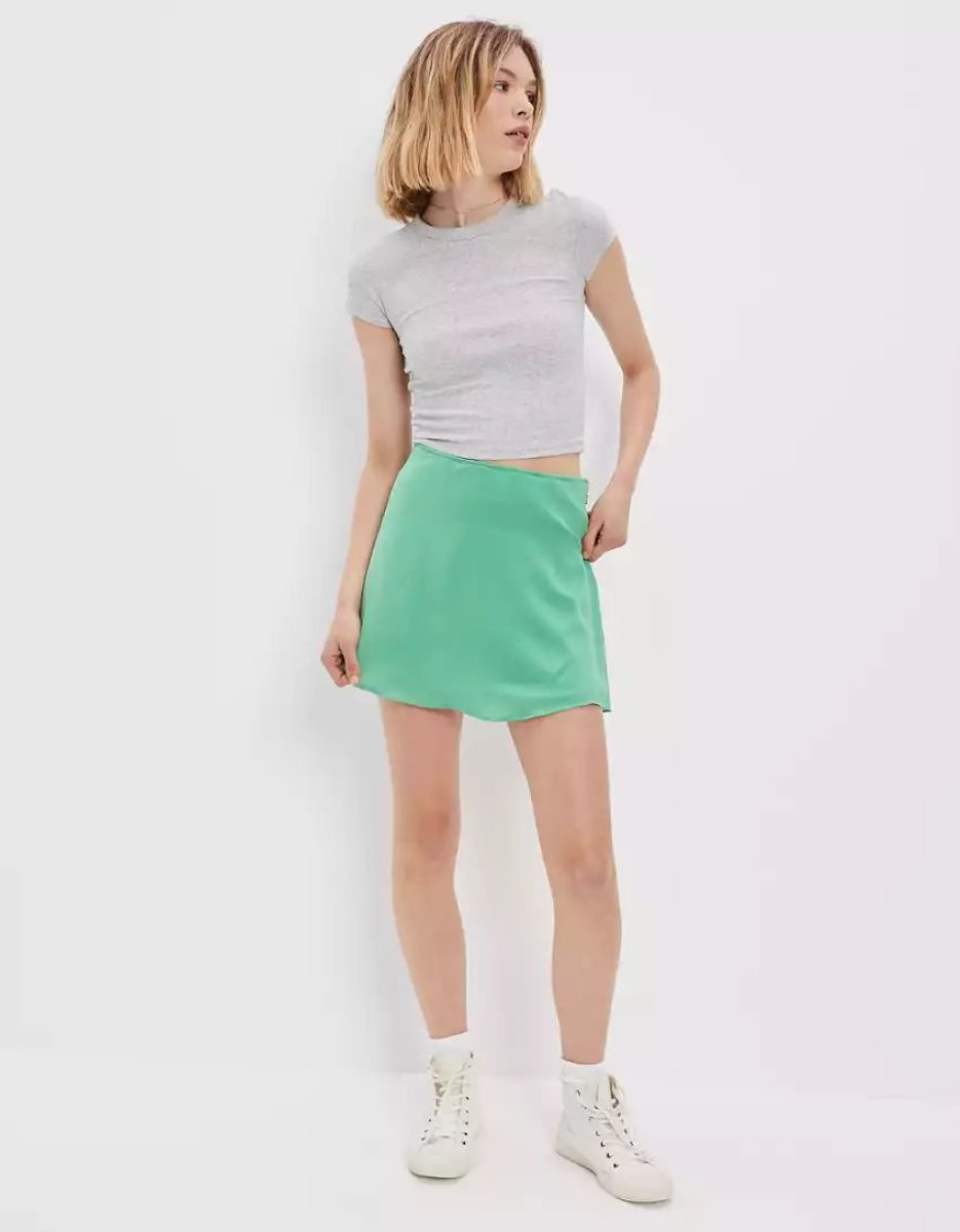 Jupes American Eagle AE Silky Mini Vert Clair Femme | KIL-88786237